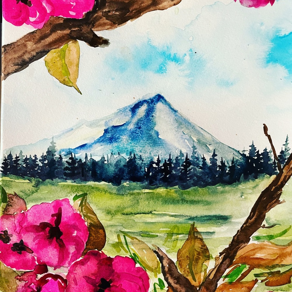 Mt Hood, Or watercolor painting - Picture 1 of 3